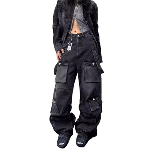POHADON Baggy Cargo Pants for Women Girls Straight Wide Leg Casual